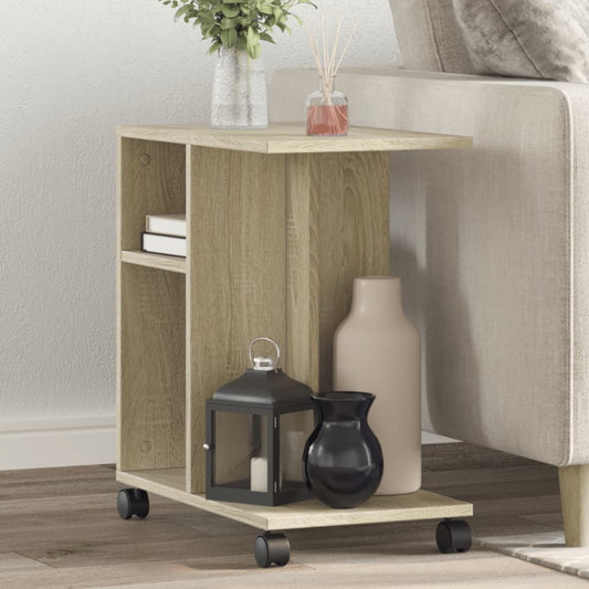 Mesa auxiliar HKH con ruedas, de roble y de madera reconstituida
