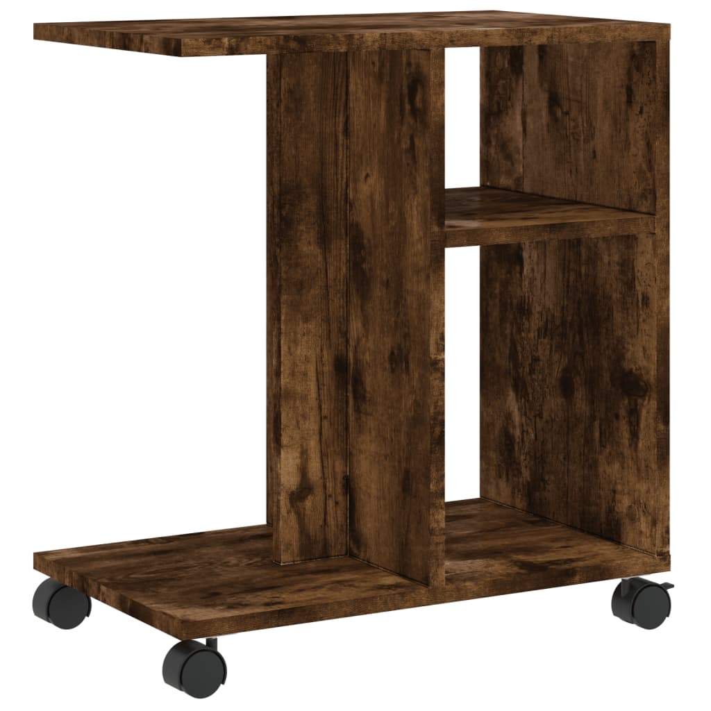 Mesa auxiliar HKH con ruedas, en roble ahumado y derivados de la madera