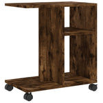 Mesa auxiliar HKH con ruedas, en roble ahumado y derivados de la madera