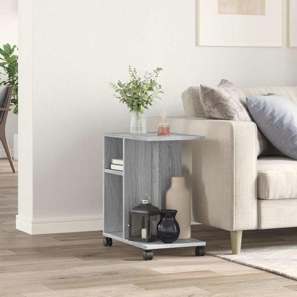 Mesa auxiliar HKH con ruedas de madera manufacturada - Gris