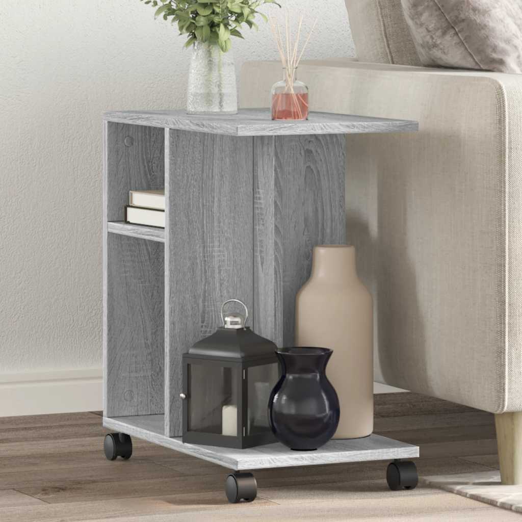 Mesa auxiliar HKH con ruedas de madera manufacturada - Gris