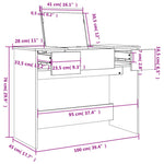 HKH Toucador com Espelho em Cimento - 100x45x76 Cm - Cinzento