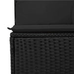 HKH 3 Pcs Conjunto Sofás de Jardim com Almofadões Vime Pe - Preto