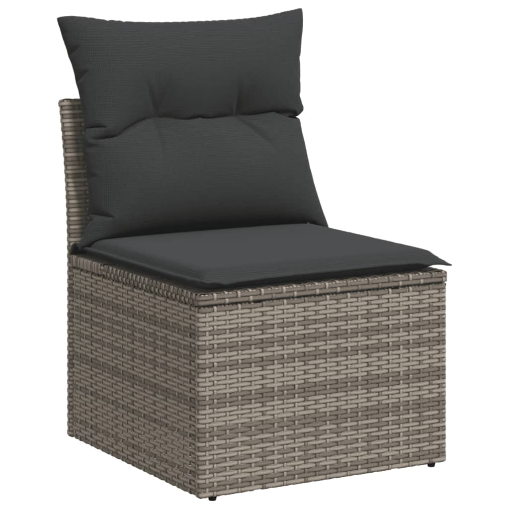 HKH 5 Pcs Conjunto Sofás de Jardim C/ Almofadões Vime Pe - Cinzento