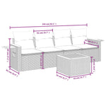 HKH 5 Pcs Conjunto Sofás de Jardim C/ Almofadões Vime Pe - Cinzento