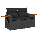 HKH 4 Pcs Conjunto de Sofás para Jardim C/ Almofadões Vime Pe - Preto