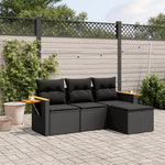 HKH 4 Pcs Conjunto de Sofás para Jardim C/ Almofadões Vime Pe - Preto