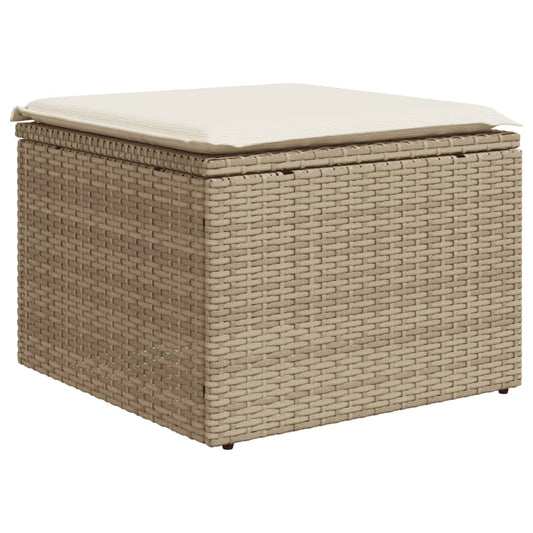 HKH 4 Pcs Conjunto de Sofás para Jardim C/ Almofadões Vime Pe - Bege