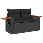 HKH 5 Pcs Conjunto Sofás de Jardim com Almofadões Vime Pe - Preto