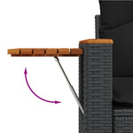 HKH 5 Pcs Conjunto Sofás de Jardim com Almofadões Vime Pe - Preto
