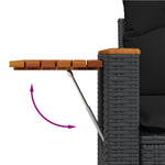 HKH 4 Pcs Conjunto de Sofás para Jardim C/ Almofadões Vime Pe - Preto