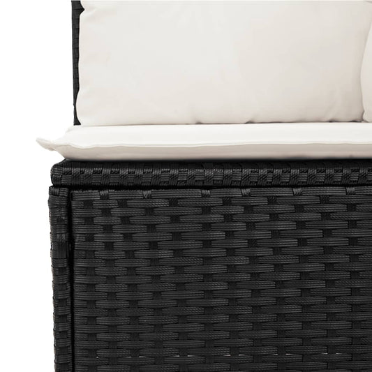 HKH 5 Pcs Conjunto Sofás de Jardim com Almofadões Vime Pe - Preto