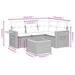 HKH 5 Pcs Conjunto Sofás de Jardim com Almofadões Vime Pe - Preto