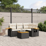 HKH 5 Pcs Conjunto Sofás de Jardim com Almofadões Vime Pe - Preto