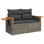 HKH 5 Pcs Conjunto Sofás de Jardim C/ Almofadões Vime Pe - Cinzento