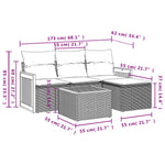 HKH 5 Pcs Conjunto Sofás de Jardim com Almofadões Vime Pe - Preto