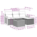 HKH 5 Pcs Conjunto Sofás de Jardim C/ Almofadões Vime Pe - Cinzento