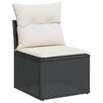 HKH 6 Pcs Conjunto Sofás de Jardim C/ Almofadões Vime Pe - Preto