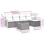 HKH 6 Pcs Conjunto Sofás de Jardim C/ Almofadões Vime Pe - Preto