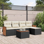 HKH 6 Pcs Conjunto Sofás de Jardim C/ Almofadões Vime Pe - Preto