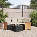 HKH 5 Pcs Conjunto Sofás de Jardim com Almofadões Vime Pe - Preto