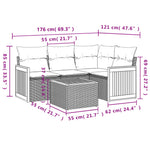 HKH 5 Pcs Conjunto Sofás de Jardim C/ Almofadões Vime Pe - Cinzento