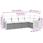 HKH 5 Pcs Conjunto Sofás de Jardim com Almofadões Vime Pe - Preto