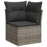 HKH 5 Pcs Conjunto Sofás de Jardim C/ Almofadões Vime Pe - Cinzento