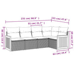 HKH 5 Pcs Conjunto Sofás de Jardim C/ Almofadões Vime Pe - Cinzento