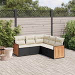 HKH 5 Pcs Conjunto Sofás de Jardim com Almofadões Vime Pe - Preto