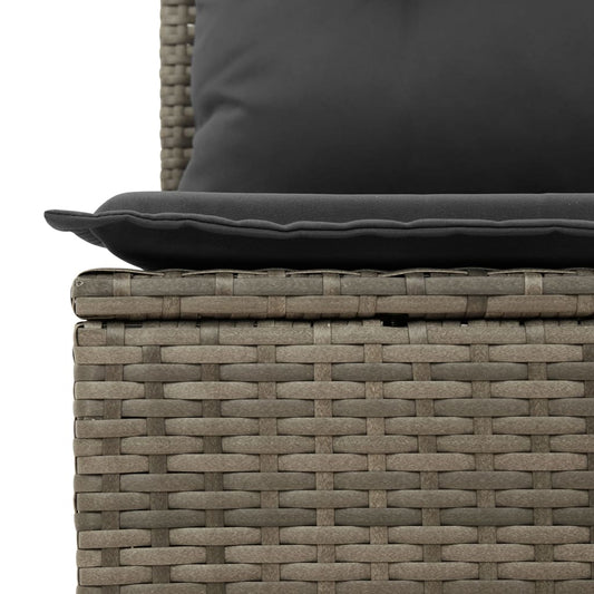 HKH 5 Pcs Conjunto Sofás de Jardim C/ Almofadões Vime Pe - Cinzento