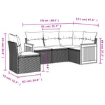 HKH 5 Pcs Conjunto Sofás de Jardim C/ Almofadões Vime Pe - Cinzento