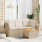 HKH 4 Pcs Conjunto de Sofás para Jardim C/ Almofadões Vime Pe - Bege
