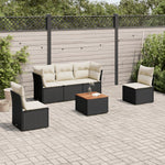 HKH 6 Pcs Conjunto Sofás de Jardim C/ Almofadões Vime Pe - Preto