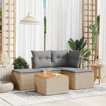 HKH 5 Pcs Conjunto de Sofás P/ Jardim com Almofadões Vime Pe - Bege