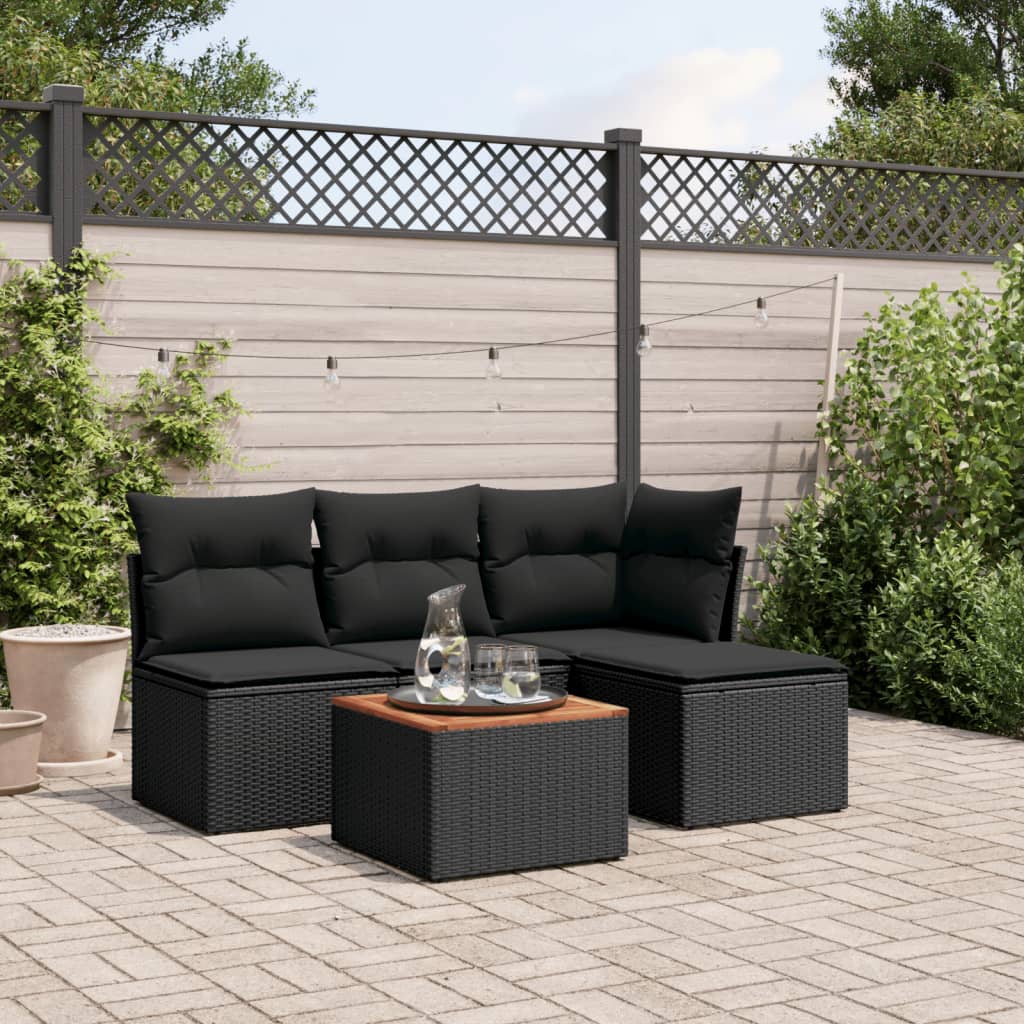 HKH 5 Piezas Conjunto de Comedor Exterior Ratán y Madera de Acacia Antracita - Gris