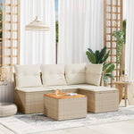 HKH 5 Pcs Conjunto de Sofás P/ Jardim com Almofadões Vime Pe - Bege