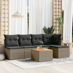 HKH 6 Pcs Conjunto Sofás de Jardim com Almofadões Vime - Cinzento