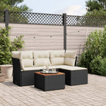HKH 5 Pcs Conjunto Sofás de Jardim com Almofadões Vime Pe - Preto