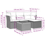 HKH 5 Pcs Conjunto Sofás de Jardim C/ Almofadões Vime Pe - Cinzento