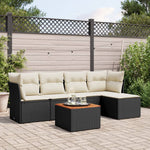 HKH 6 Pcs Conjunto Sofás de Jardim C/ Almofadões Vime Pe - Preto