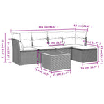 HKH 6 Pcs Conjunto Sofás de Jardim com Almofadões Vime - Cinzento