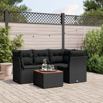 HKH 5 Pcs Conjunto Sofás de Jardim com Almofadões Vime Pe - Preto