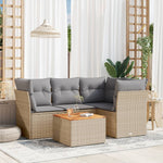 HKH 5 Pcs Conjunto de Sofás P/ Jardim com Almofadões Vime Pe - Bege
