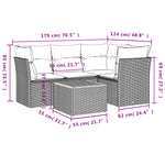 HKH 5 Pcs Conjunto Sofás de Jardim C/ Almofadões Vime Pe - Cinzento