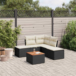 HKH 6 Pcs Conjunto Sofás de Jardim C/ Almofadões Vime Pe - Preto