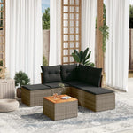 HKH 6 Pcs Conjunto Sofás de Jardim com Almofadões Vime - Cinzento