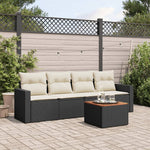 HKH 5 Pcs Conjunto Sofás de Jardim com Almofadões Vime Pe - Preto