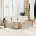 HKH 5 Pcs Conjunto de Sofás P/ Jardim com Almofadões Vime Pe - Bege