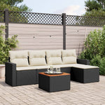 HKH 6 Pcs Conjunto Sofás de Jardim C/ Almofadões Vime Pe - Preto